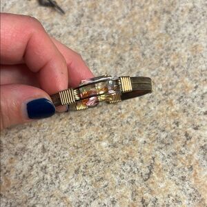 Gold and Brown Wire Wrapped Bracelet